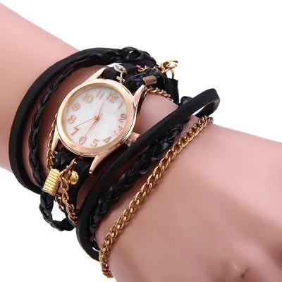 Women Antique Weave Bracelet Analog Wrist Watch