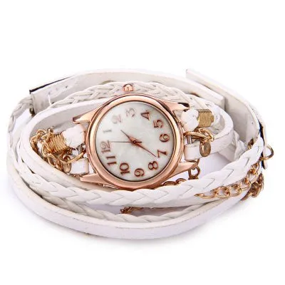 Women Antique Weave Bracelet Analog Wrist Watch