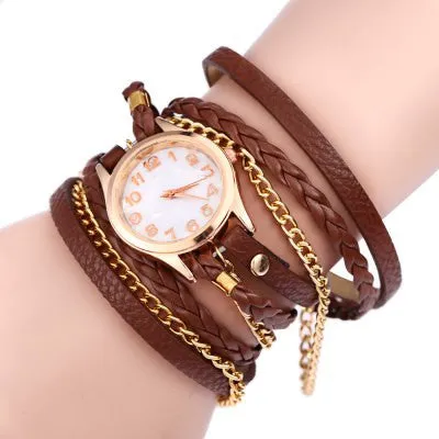 Women Antique Weave Bracelet Analog Wrist Watch