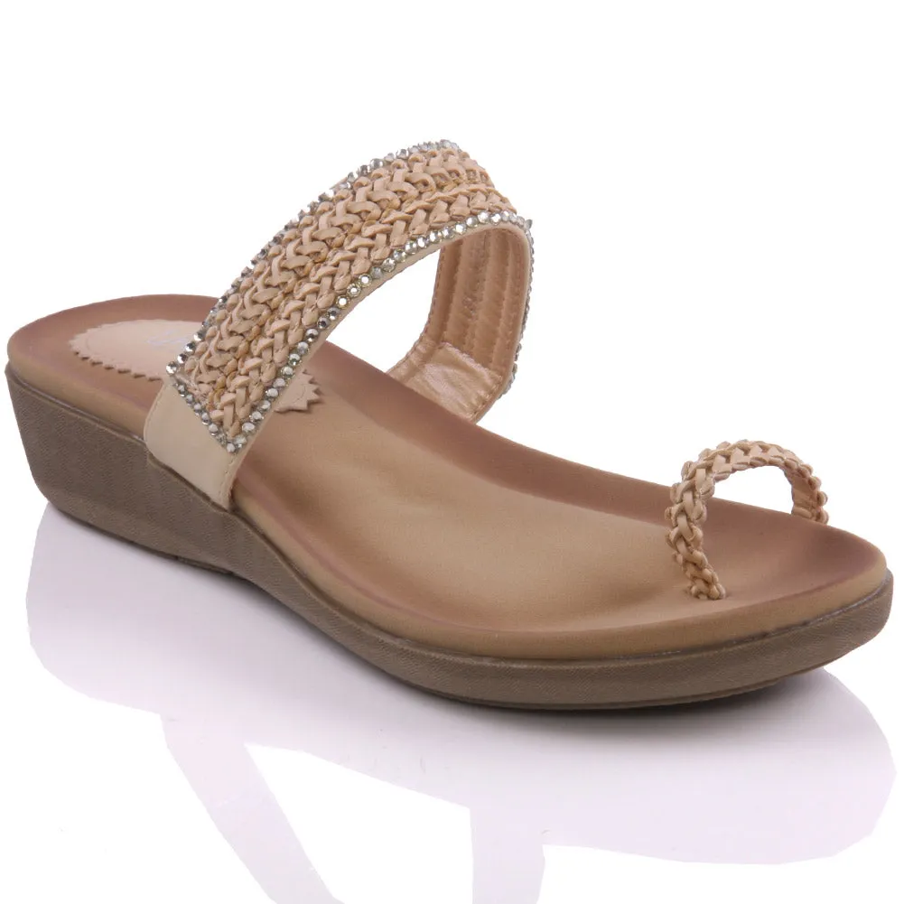 Womens ‘Minal’ Braided Wedge Slippers