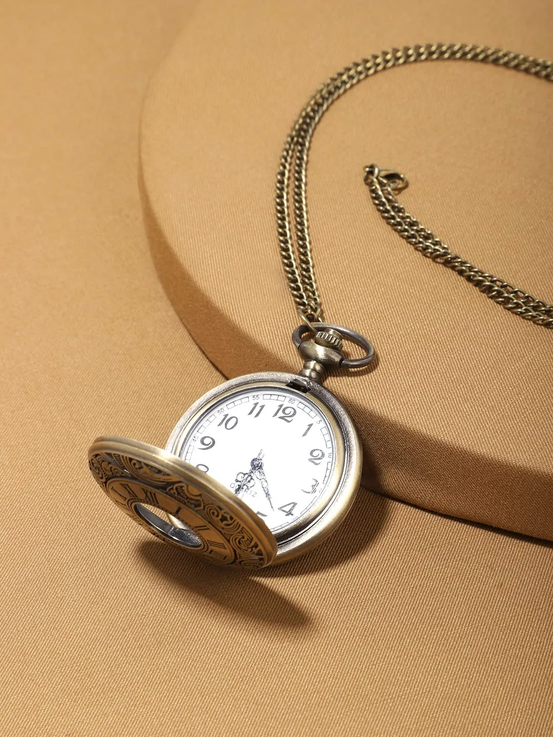 Yellow Chimes Pendant for Men and Boys Golden Men Pendant Pocket Watch Pendant with Chain Dual Purpose Stainless Steel Clock for Men and Boys | Birthday Gifts for Men Valentine Gift for Men