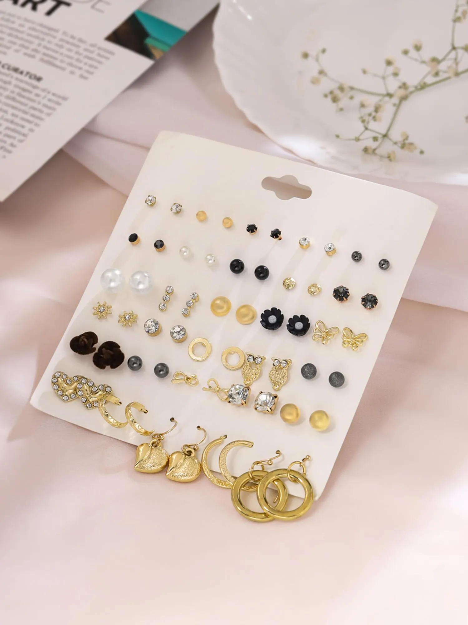 Yellow Chimes Stud Earrings for Women | Fashion Gold Earrings for Girls Combo of 35 Pairs Studs Drop Earrings Set | Korean Style Earring Set Women Earrings | Birthday Anniversary Gift For Girls Wife