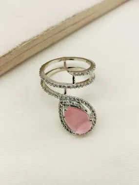 Zurai Baby Pink American Diamond Finger Ring